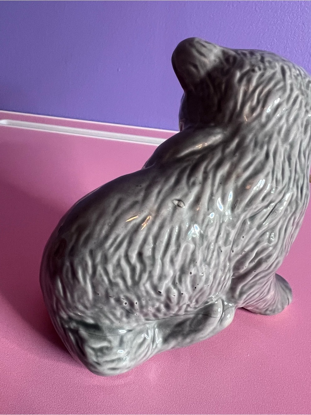 Gray Ceramic Kitten Statue - Picture 4 of 7